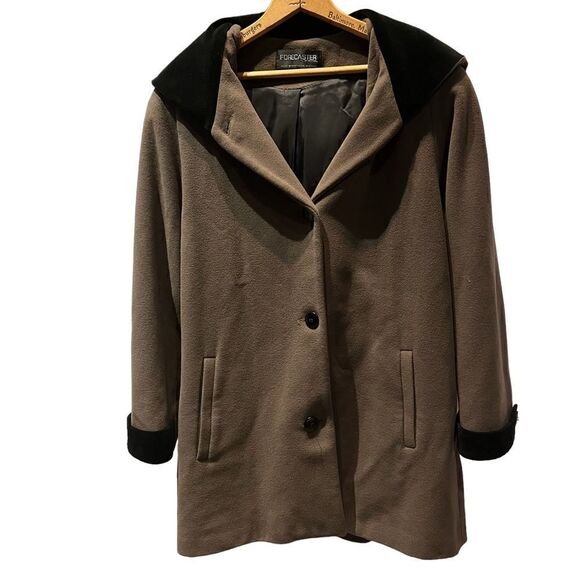 Forecaster Women's Hooded Coat Dark Tan with Black trim Size 12 - Picture 1 of 9